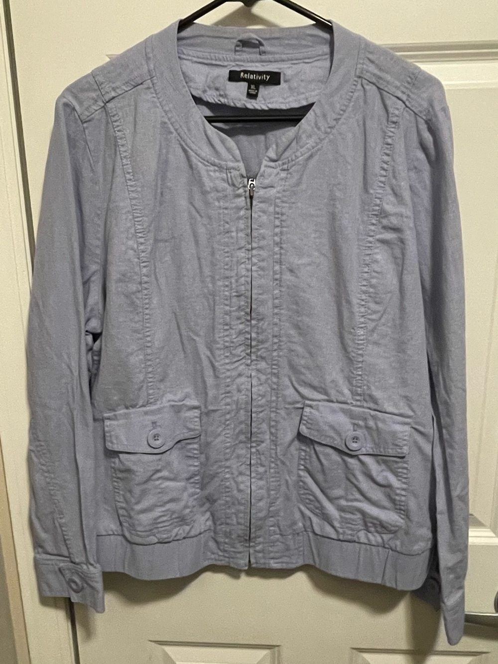 Relativity Lavender Linen Blend Utility Zip Jacket XL